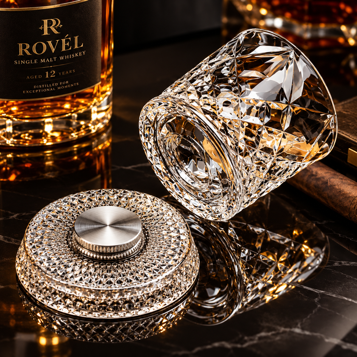 ROVELSPIN™ 360° Dönen Premium Viski Bardağı | Özel Tasarım
