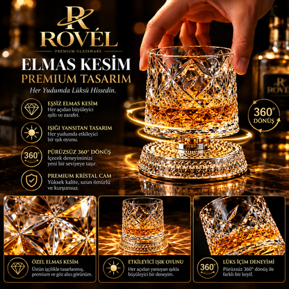 ROVELSPIN™ 360° Dönen Premium Viski Bardağı | Özel Tasarım